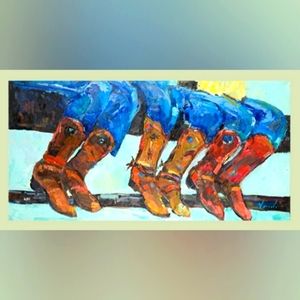 Thirsty Boots Oil Painting Print